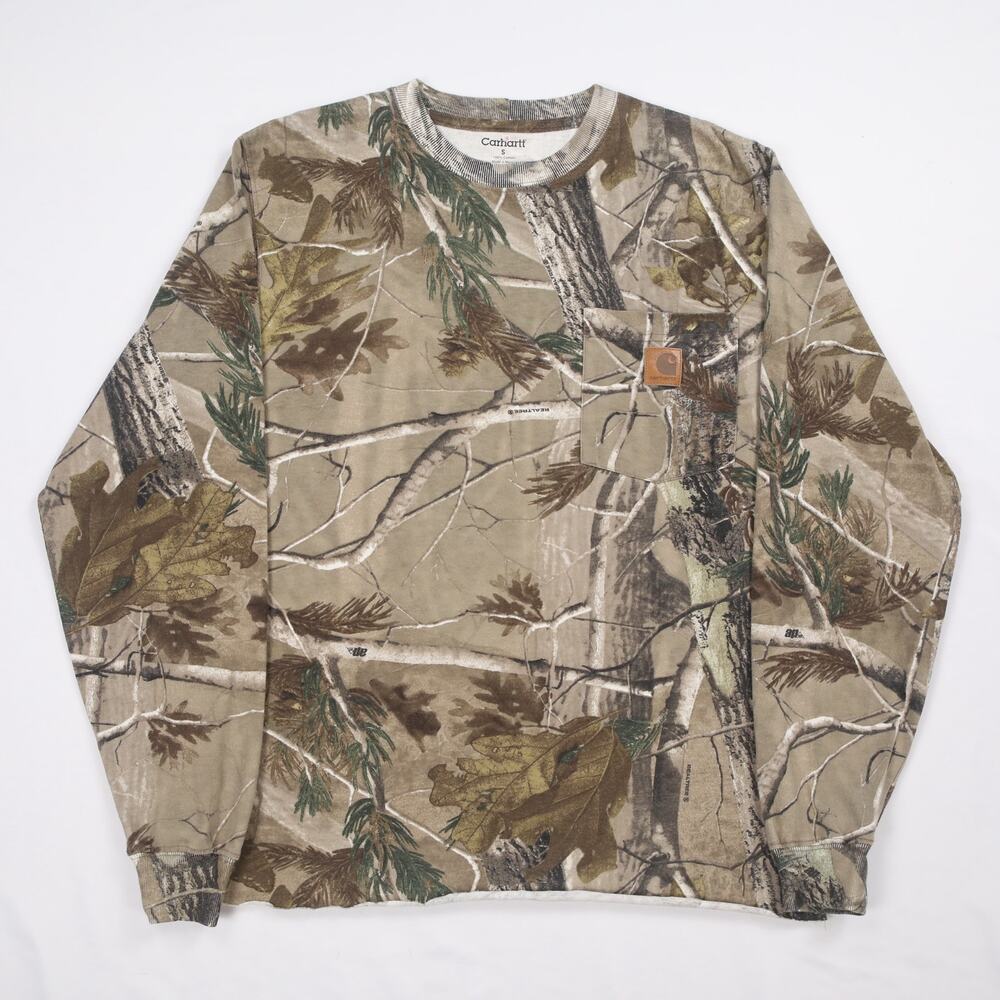 Vintage Carhartt K285 977 Realtree Camo Cotton Long Sleeve Pocket Shirt Small